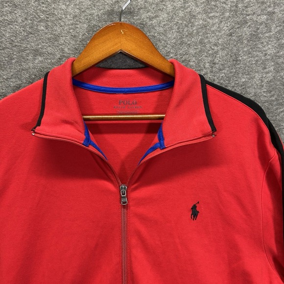 Polo Ralph Lauren Other - Polo Ralph Lauren Track Jacket Mens L Red Full Zip Long Sleeve Fleece Pony